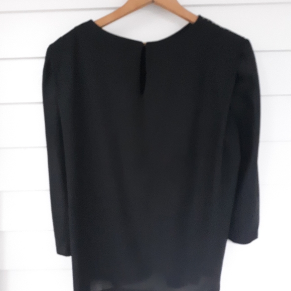 Vintage 80's Good Times Black Sparkle Blouse L/XL - Picture 2 of 6